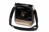 Klasyczna torebka damska czarna listonoszka Laura Biaggi pasek z logo na ramię