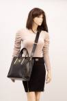Klasyczna pojemna czarna torebka damska Laura Biaggi shopper