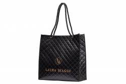 Torebka damska shopper torba na zakupy pikowana czarna Laura Biaggi